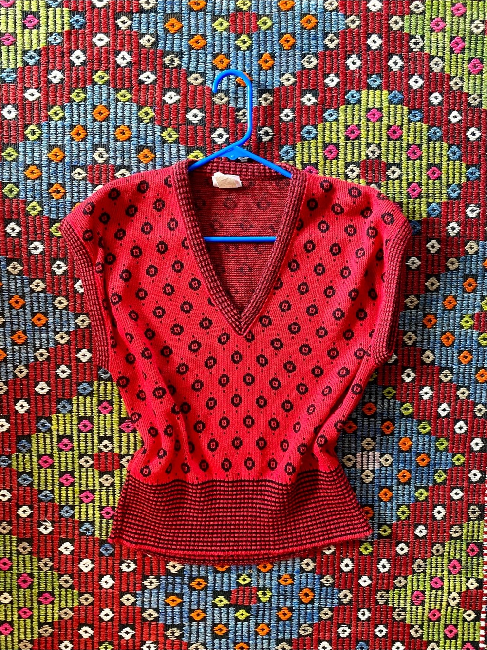 Red V-Neck Vintage Sweater Vest